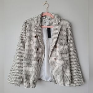 🆕️ Allegra K Tweed Plaid Long Blazer
